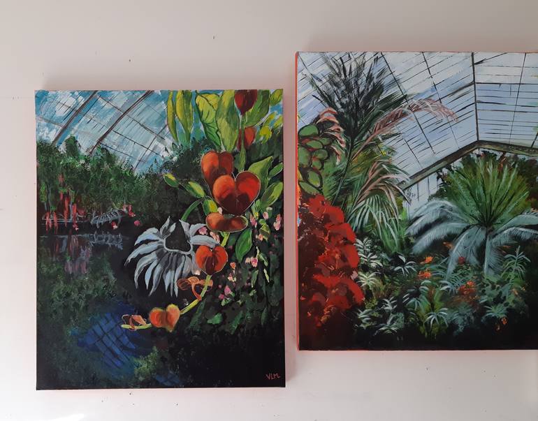 Original Art Deco Botanic Painting by Valérie Le Meur