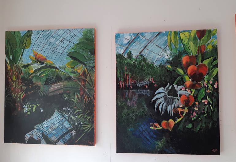 Original Art Deco Botanic Painting by Valérie Le Meur