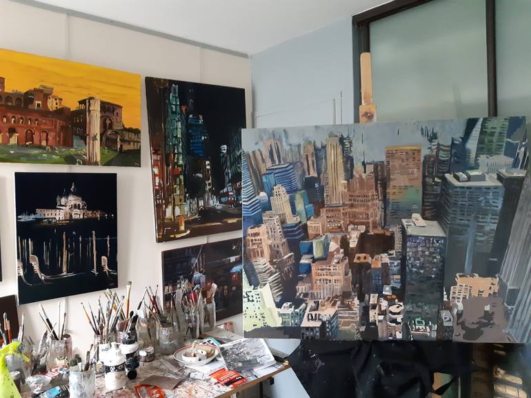 Original Documentary Cities Painting by Valérie LE MEUR