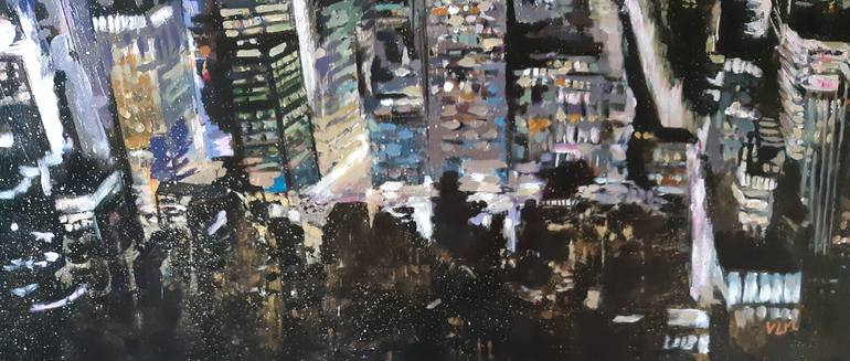 Original Abstract Expressionism Cities Painting by Valérie LE MEUR