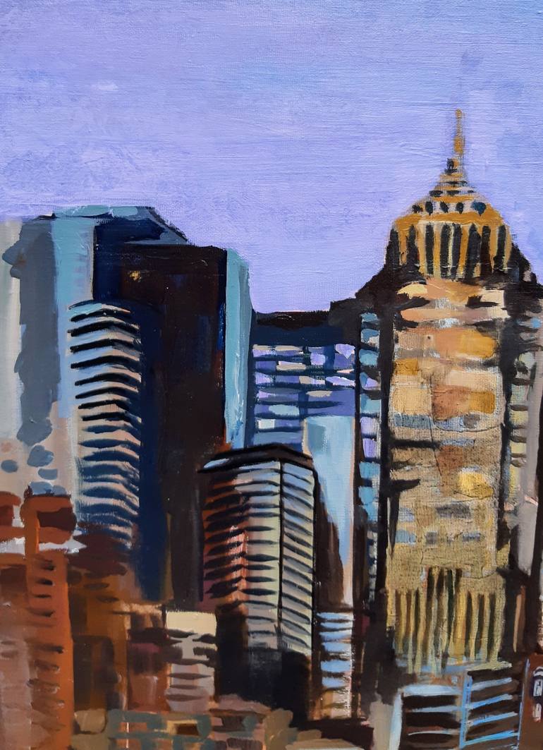 Original Expressionism Cities Painting by Valérie LE MEUR