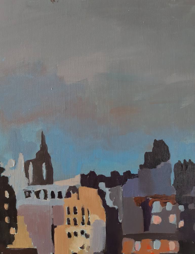 Original Expressionism Cities Painting by Valérie LE MEUR