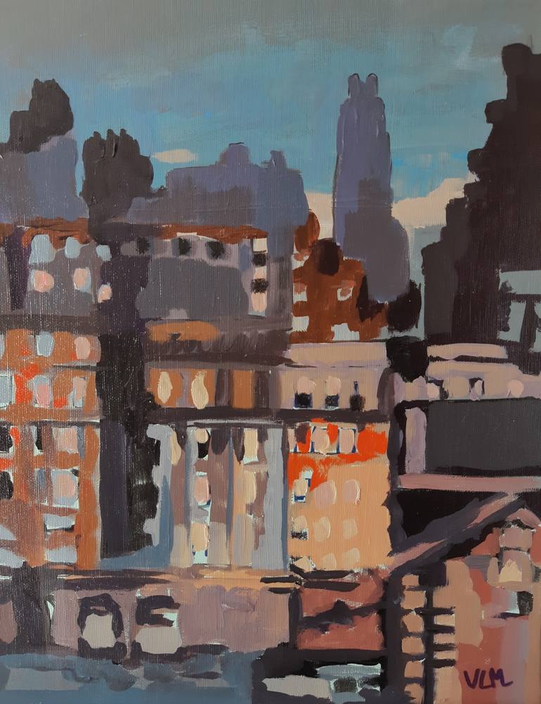 Original Expressionism Cities Painting by Valérie LE MEUR