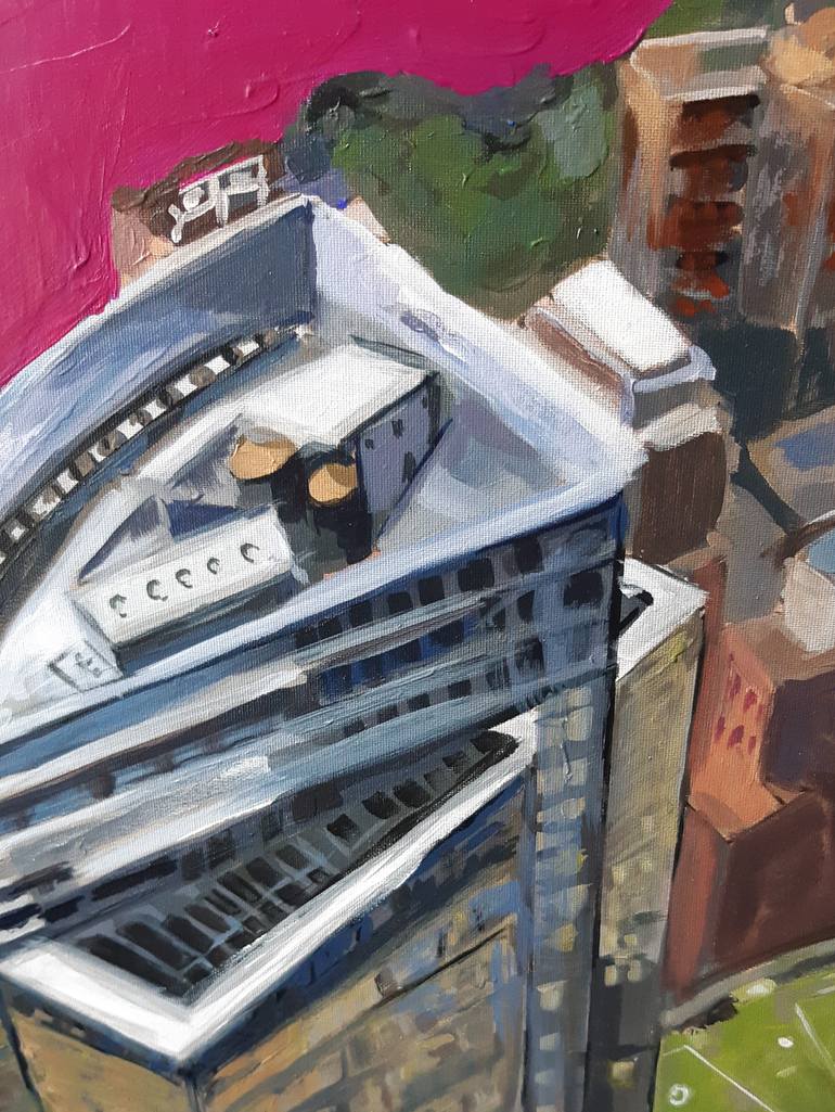 Original Art Deco Architecture Painting by Valérie Le Meur