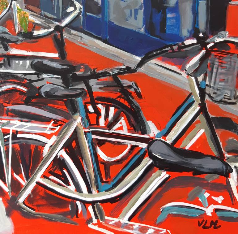 Original Documentary Bicycle Painting by Valérie LE MEUR