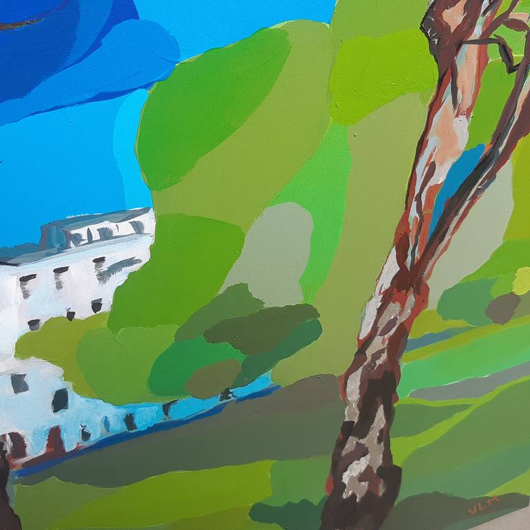 Original Art Deco Garden Painting by Valérie Le Meur