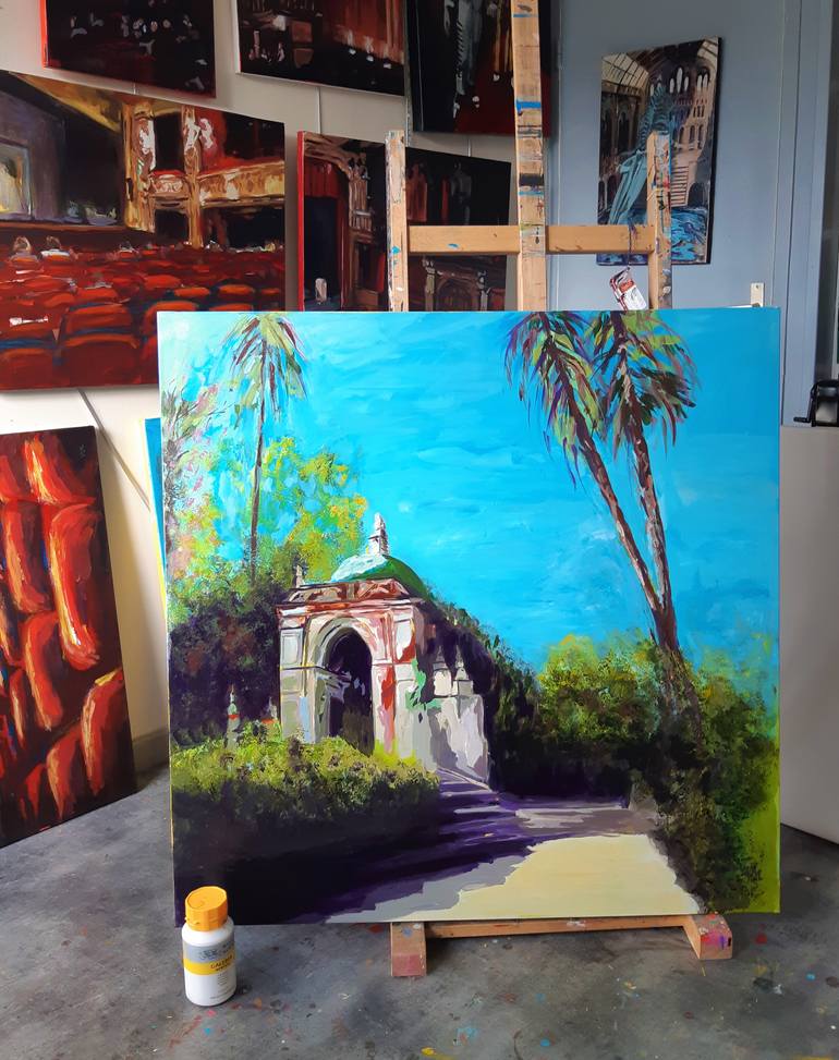 Original Art Deco Garden Painting by Valérie Le Meur