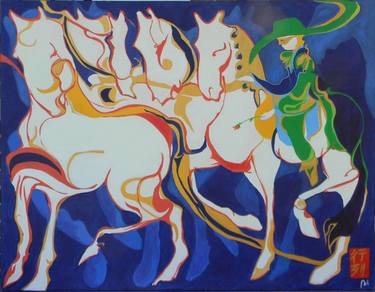Original Abstract Expressionism Horse Paintings by Olga Regina Doi-Kollegger