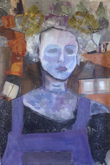 Original Abstract Portrait Collage by january garabedian