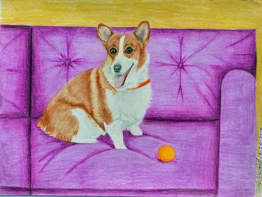 Corgi On A Purple Couch thumb
