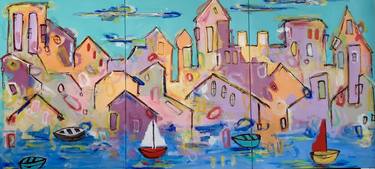 Original Abstract Cities Painting by Daisy Dahl