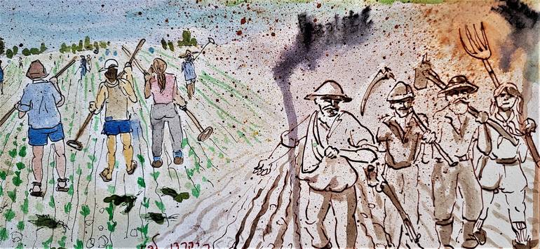 Original Documentary Rural life Painting by Ricardo Lapin