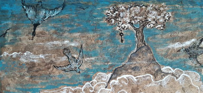 Original Conceptual Outer Space Painting by Ricardo Lapin