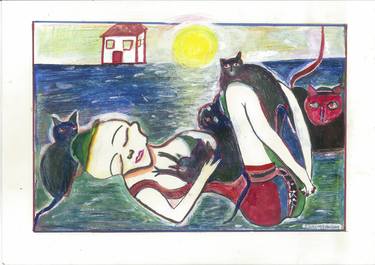 Print of Expressionism Erotic Drawings by Thalma Goldman Cohen