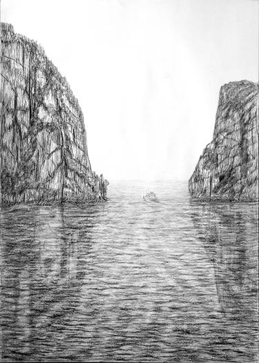 Original Abstract Seascape Drawings by Phong Trinh