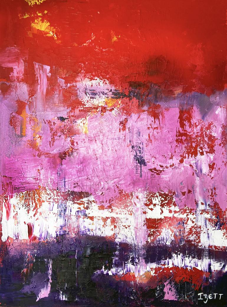 Red/Pink/Purple Canvas oil 30x40 Painting Painting by Helena Izett
