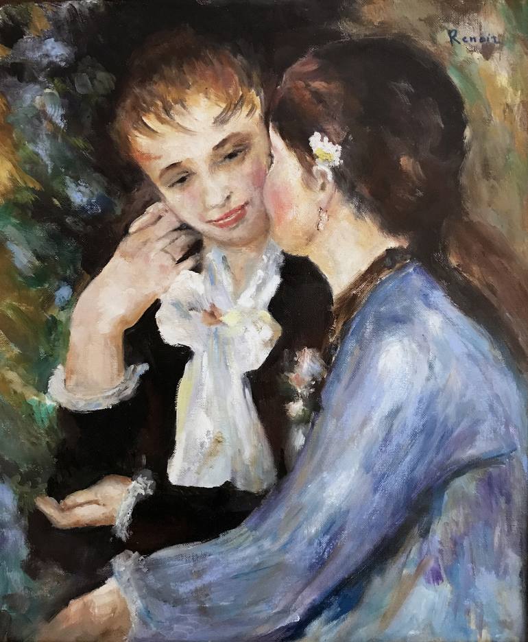 Two Girls Talking Painting by Phaedon Constantin Saatchi Art