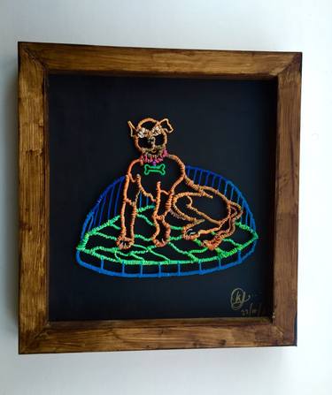 Original Abstract Dogs Sculpture by Nelson Okoye