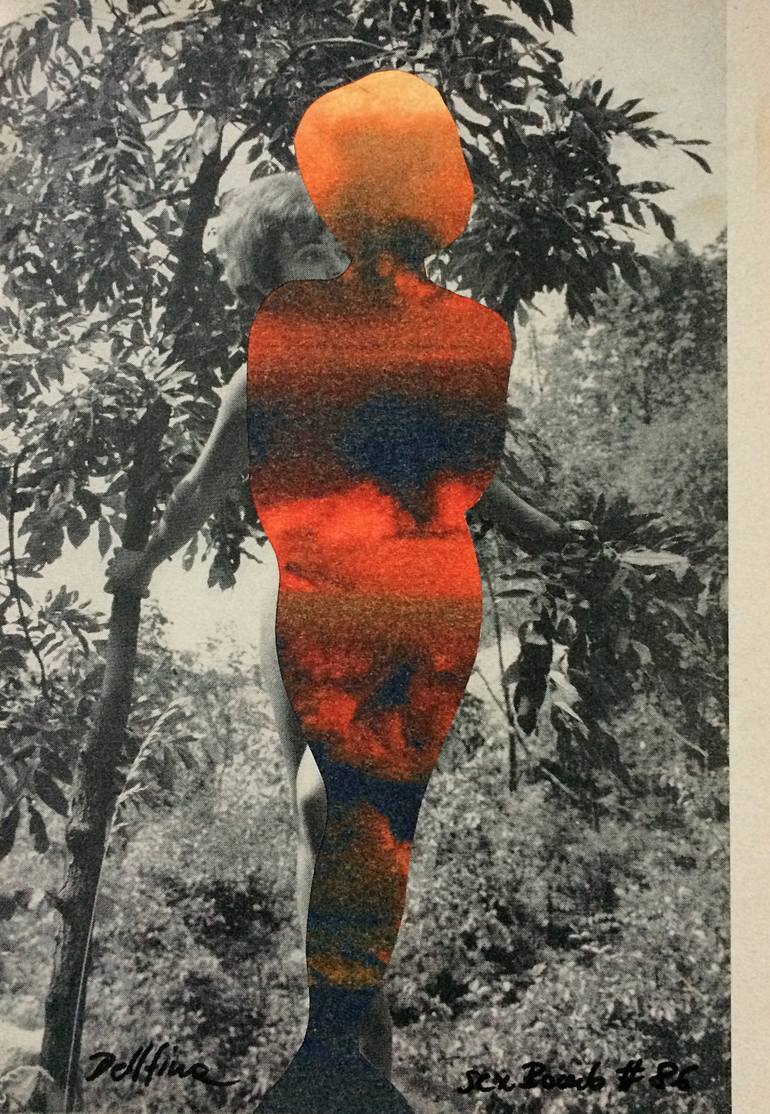 Original Surrealism Erotic Collage by Dellfina Dellert