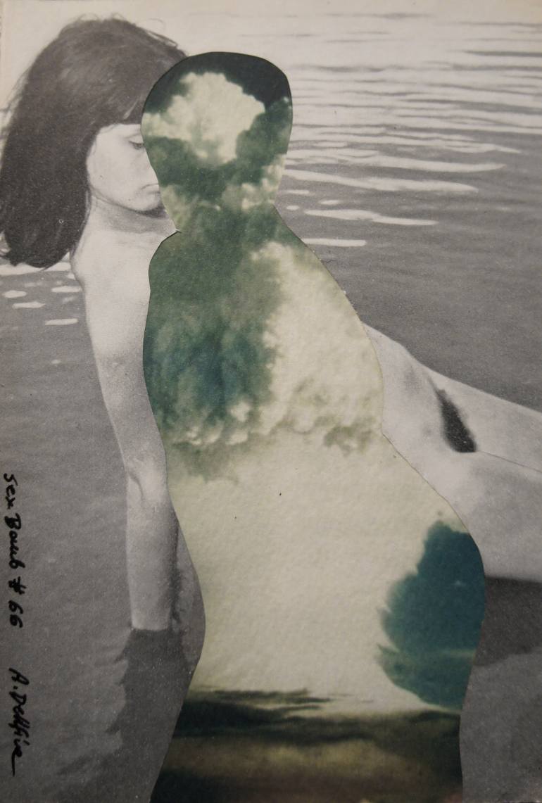 Original Surrealism Erotic Collage by Dellfina Dellert