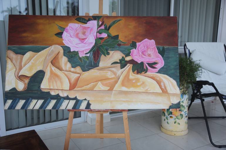 Original Impressionism Floral Painting by Angel Oshez