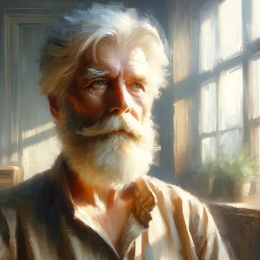 Portrait of an elderly man at twilight thumb