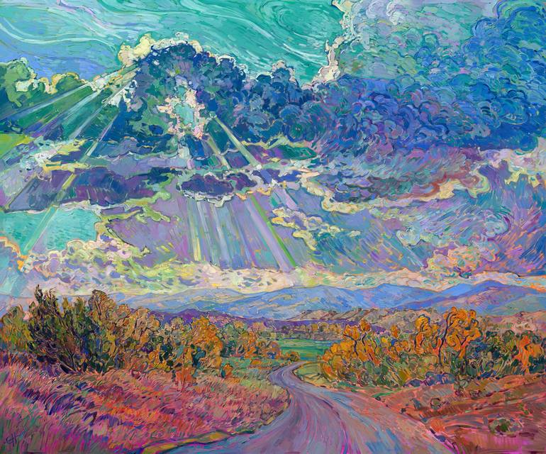 Blooming Cherry Painting by Erin Hanson | Saatchi Art