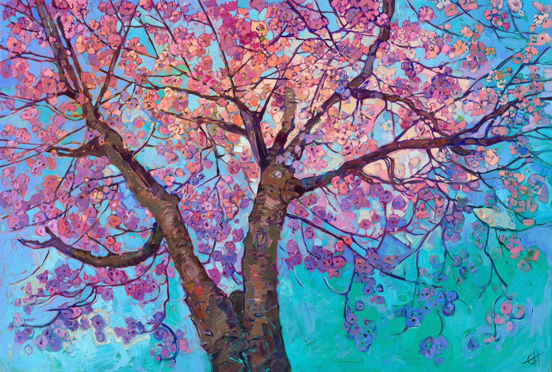 Blooming Cherry Painting by Erin Hanson | Saatchi Art