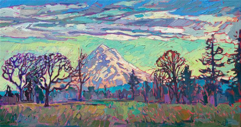 Clouds Over Mt Hood Painting by Erin Hanson | Saatchi Art