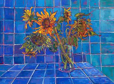 Blue Tiles and Sunflowers thumb