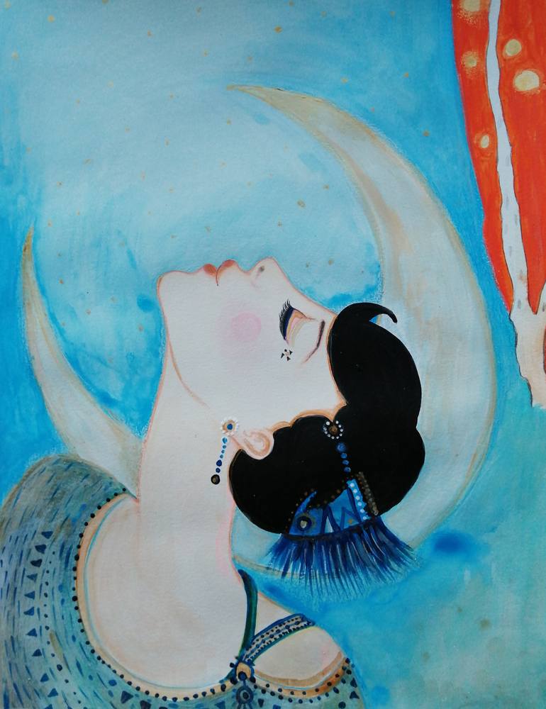 Original Art Deco People Painting by Izabella Hornung