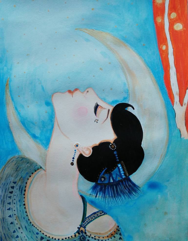 Original Art Deco People Painting by Izabella Hornung