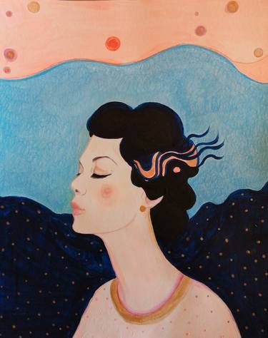 Original Art Deco Portrait Paintings by Izabella Hornung