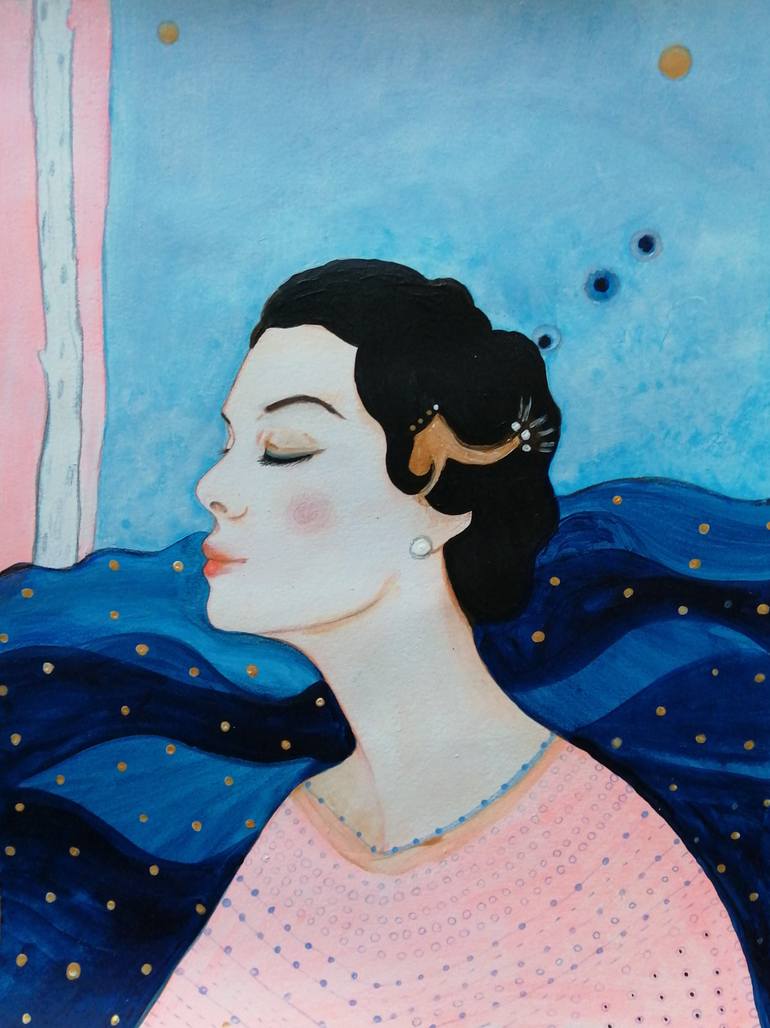 Original Art Deco People Painting by Izabella Hornung