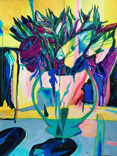 Original Expressionism Floral Paintings by Izabella Hornung