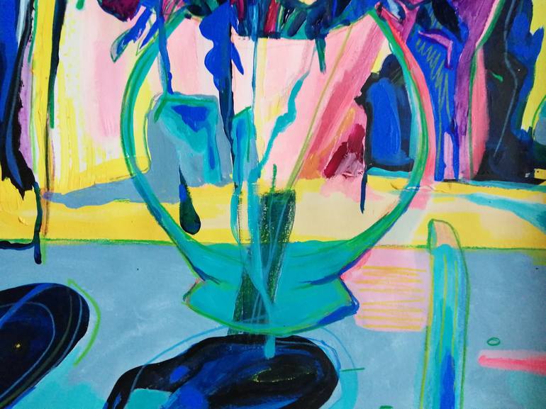 Original Expressionism Floral Painting by Izabella Hornung