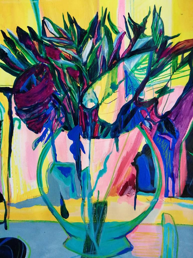 Original Expressionism Floral Painting by Izabella Hornung