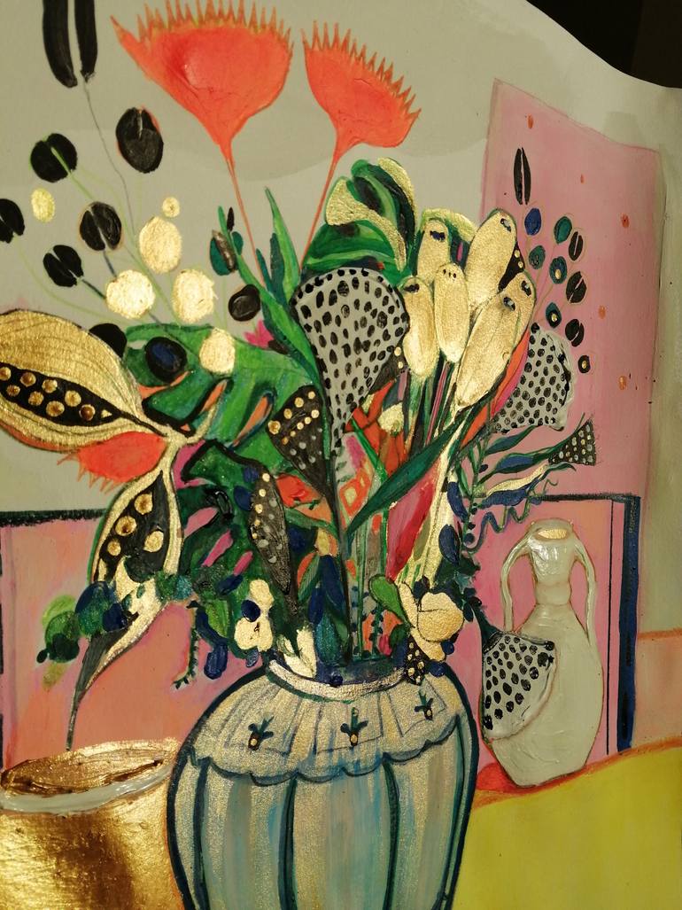 Original Expressionism Floral Painting by Izabella Hornung