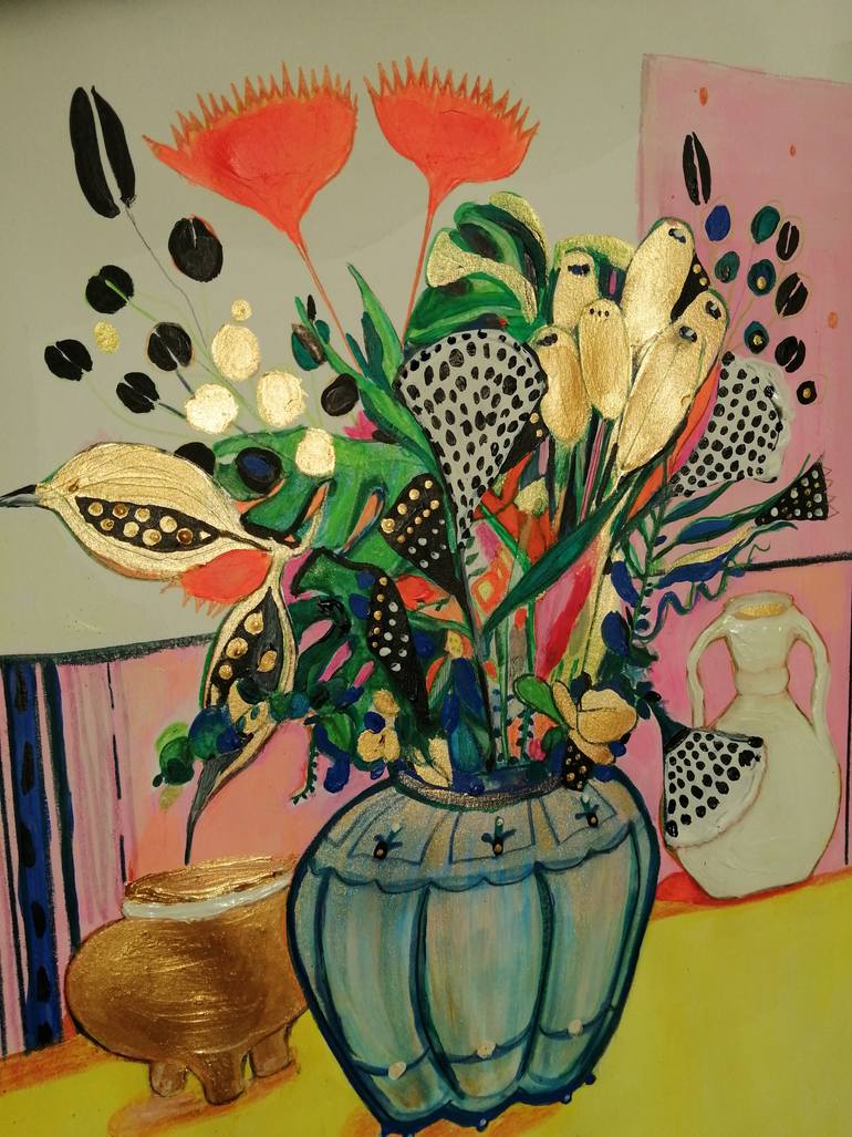 Original Expressionism Floral Painting by Izabella Hornung