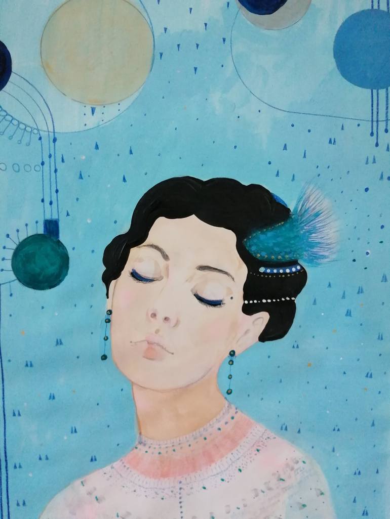 Original Art Deco People Painting by Izabella Hornung