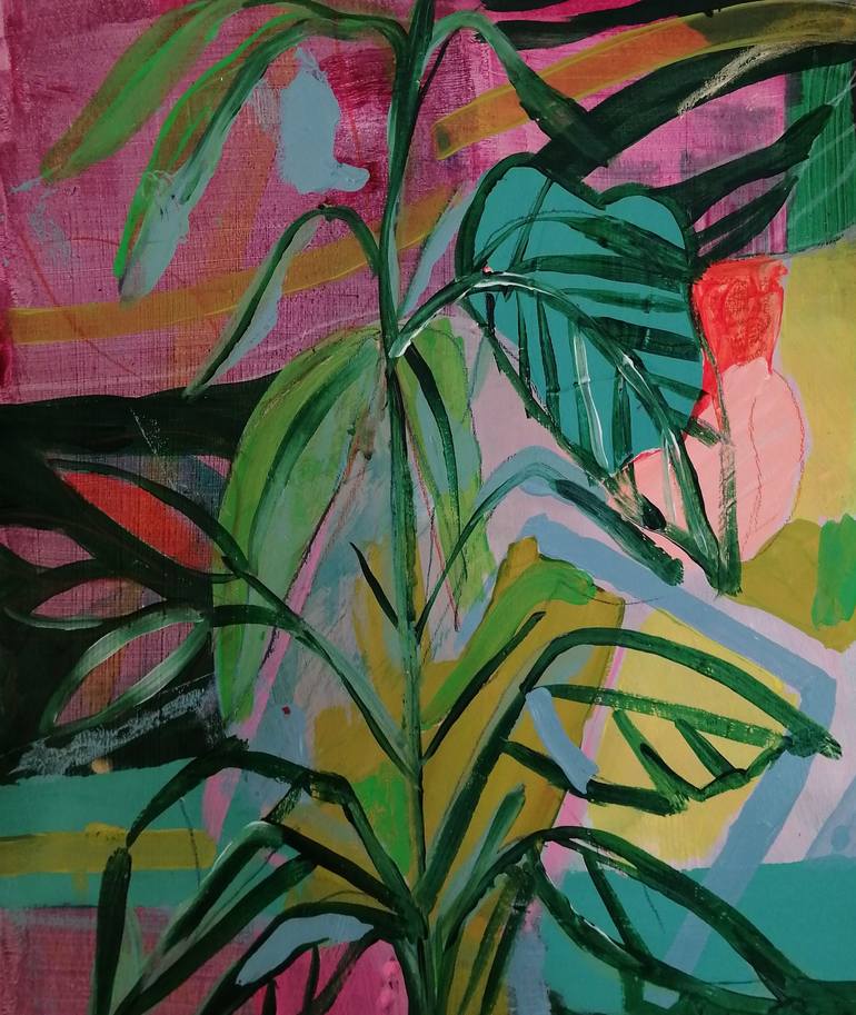 Original Abstract Expressionism Floral Painting by Izabella Hornung