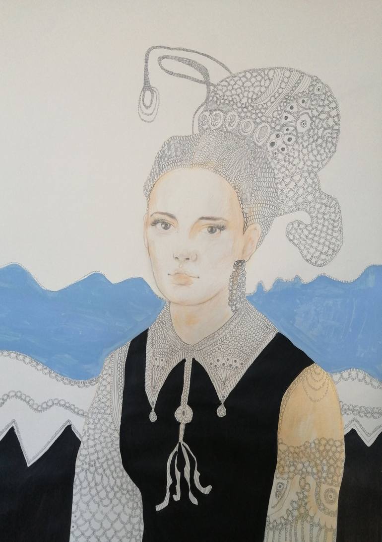 Original Art Deco People Painting by Izabella Hornung