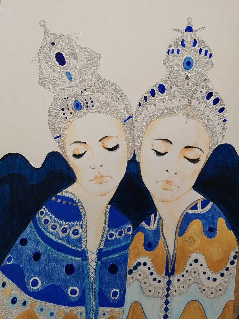 Print of Art Deco Portrait Paintings by Izabella Hornung