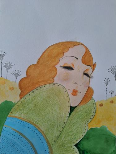 Original Art Deco Portrait Paintings by Izabella Hornung