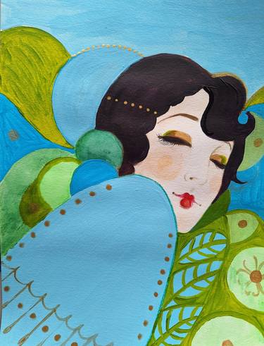 Original Art Deco Portrait Paintings by Izabella Hornung