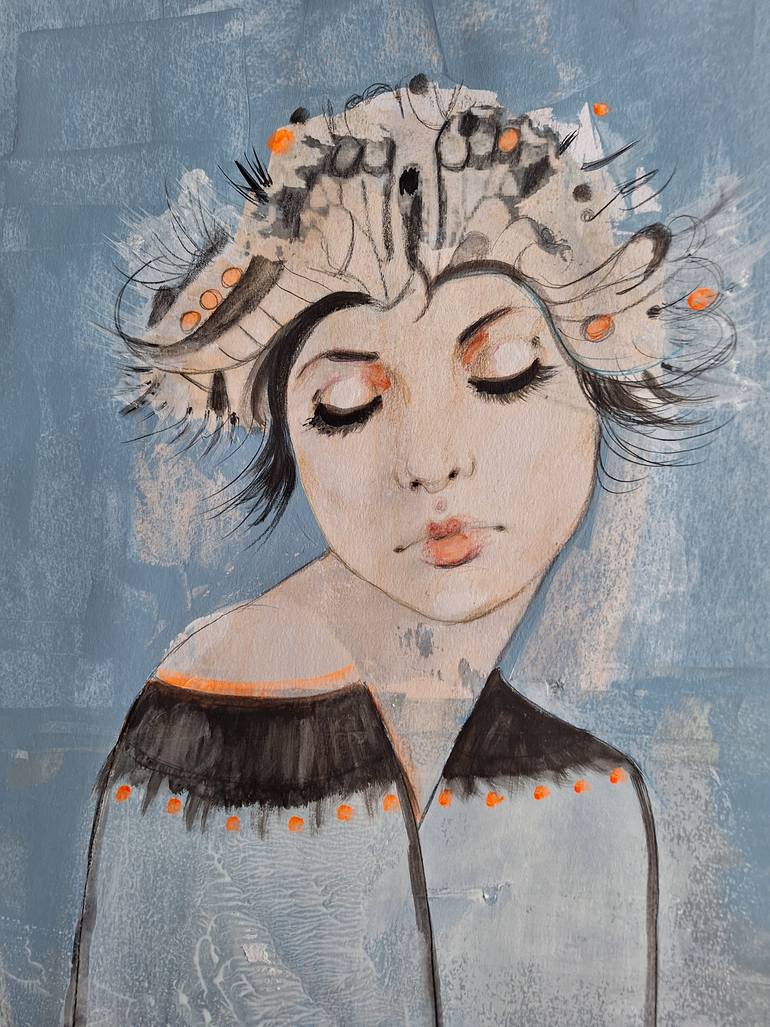 Original Art Deco Portrait Painting by Izabella Hornung