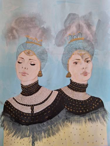 Original Art Deco Portrait Paintings by Izabella Hornung