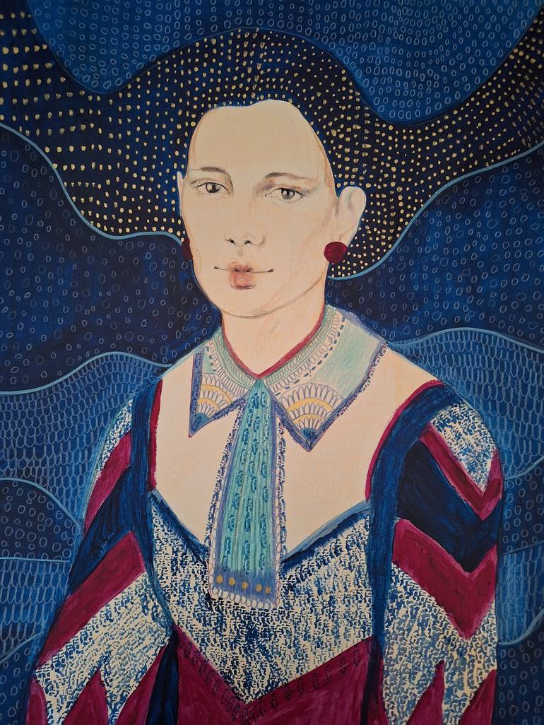 Original Art Deco Portrait Painting by Izabella Hornung
