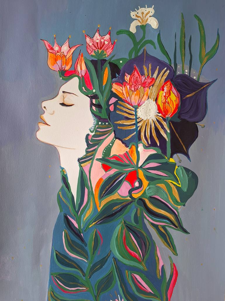 Original Art Deco People Painting by Izabella Hornung