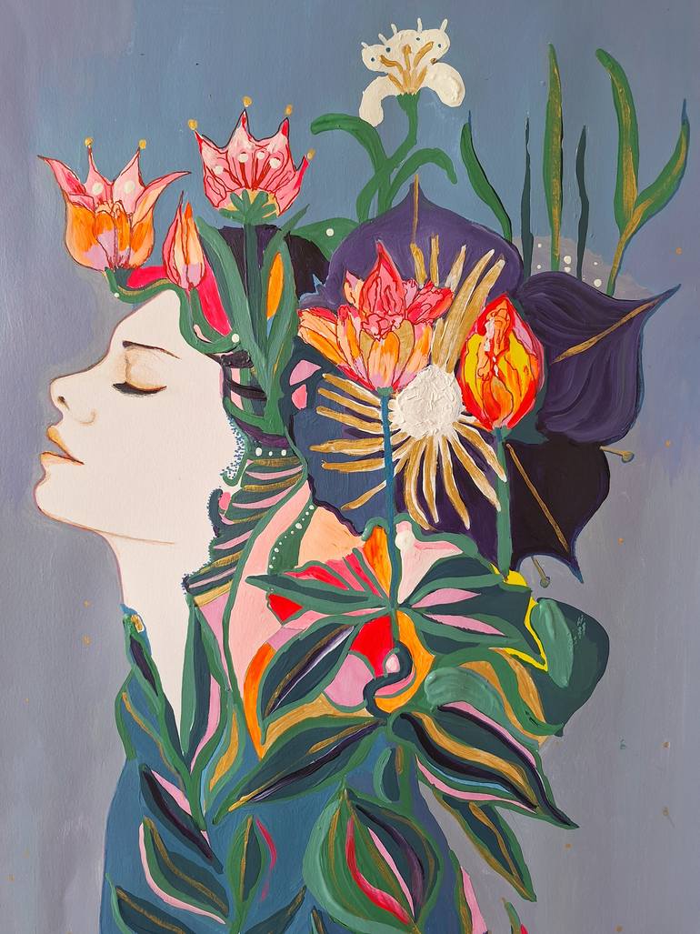 Original Art Deco People Painting by Izabella Hornung